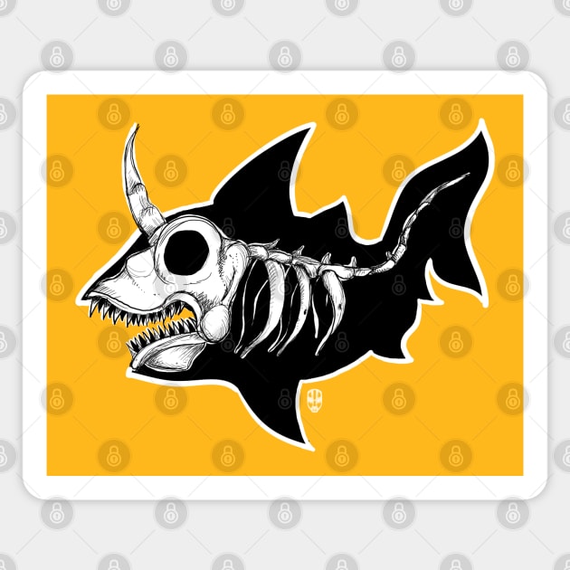 Dark Unicorn Shark Skeleton Sticker by fakeface